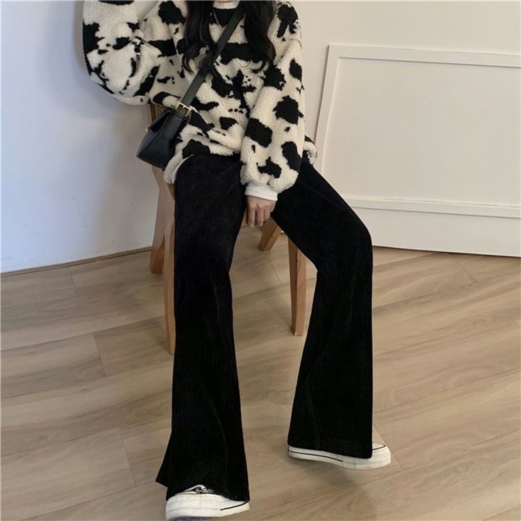 Quần Dài Lưng Cao Ống Rộng Xẻ Tà Phong Cách Mùa Thu Mới Cho Nữ