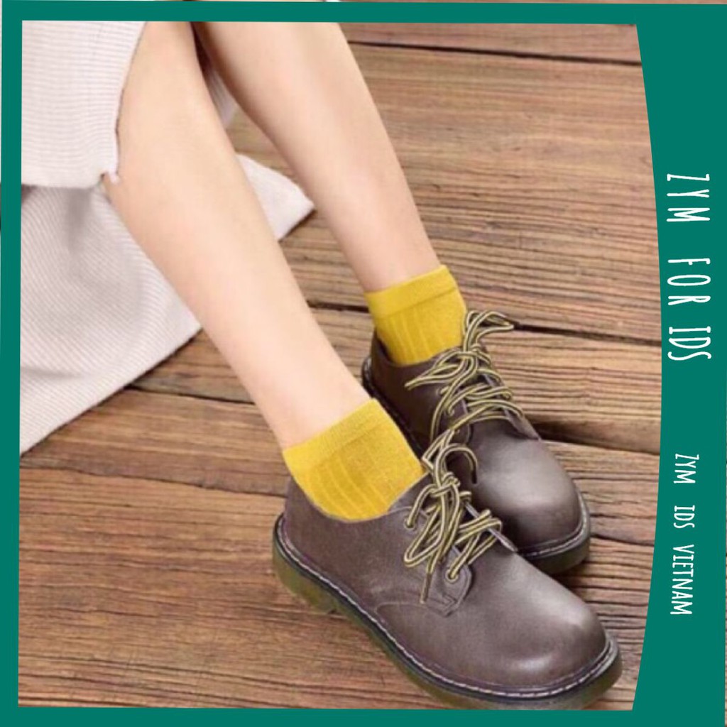 Set 5 đôi tất màu nữ cổ ngắn Vintage hàng xuất Hàn xịn