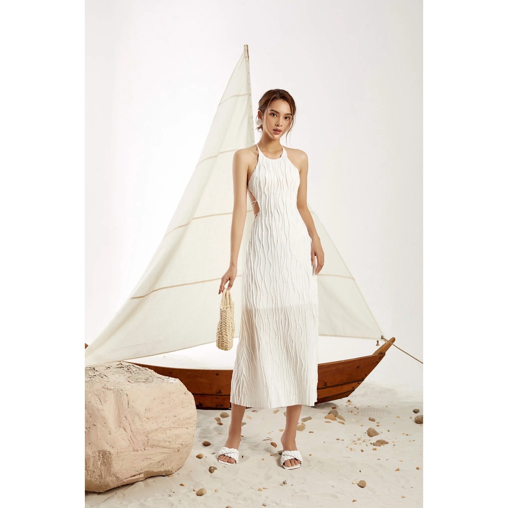 Đầm maxi đan dây hở lưng đi biển quyến rũ Camy Dress