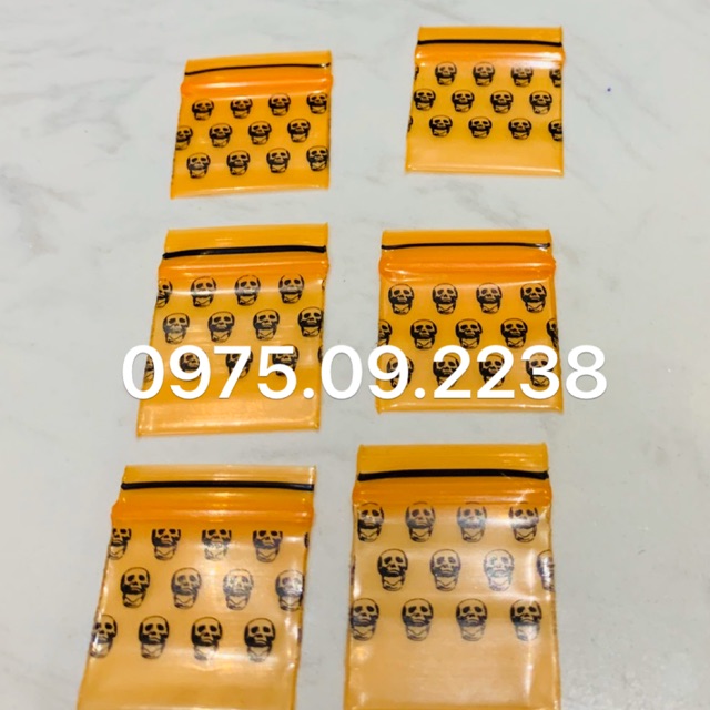 100 túi zip nhí hình đầu lâu size 2.5 x 3cm