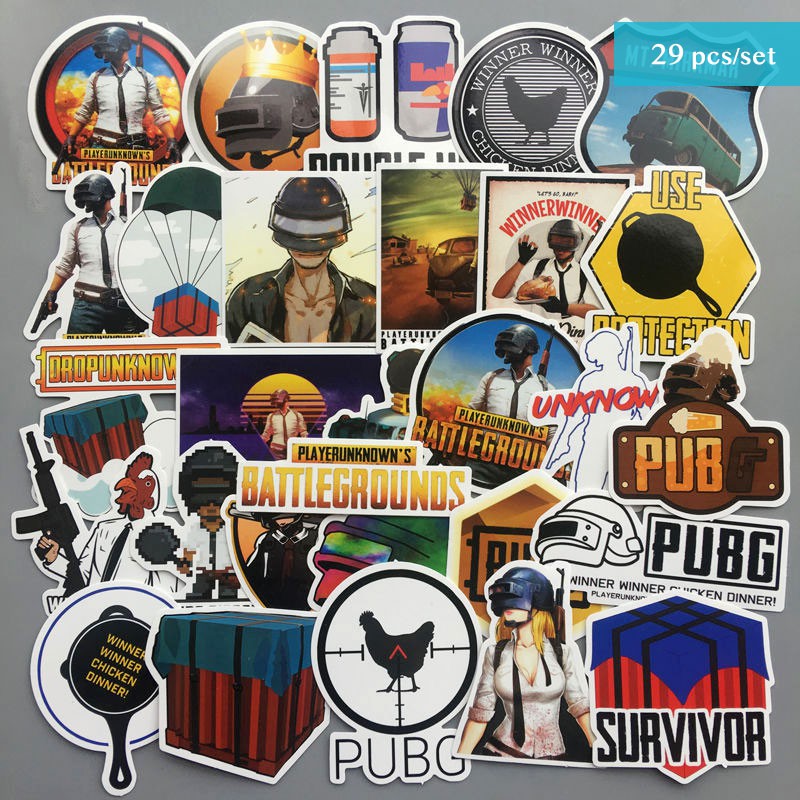 Set 29 miếng sticker game PUBG Graffiti dán trang trí chống thấm