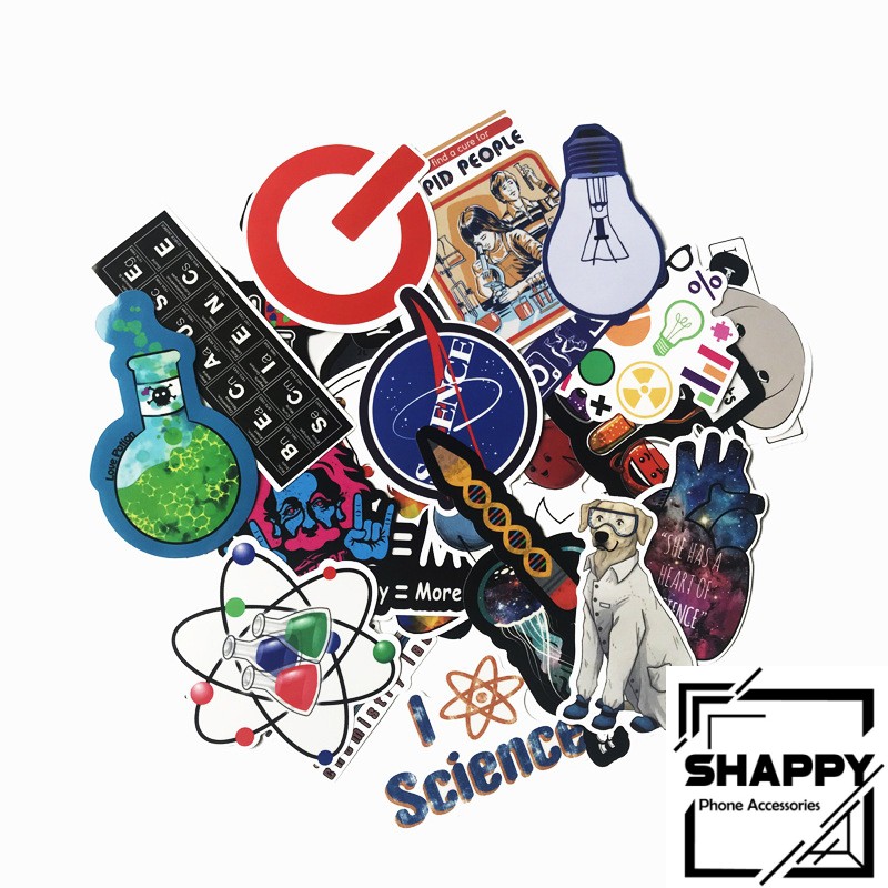 Sticker Dán Khoa Học PVC Chống Thấm Nước | Dán Laptop - Dán Nón Bảo Hiểm - Dán Xe - Dán Vali [Shappy Shop]