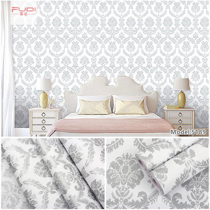 10m giấy dán tường sẵn keo hoa văn châu âu bạc mới (10m x 45cm/ cuộn) 5189 | BigBuy360 - bigbuy360.vn