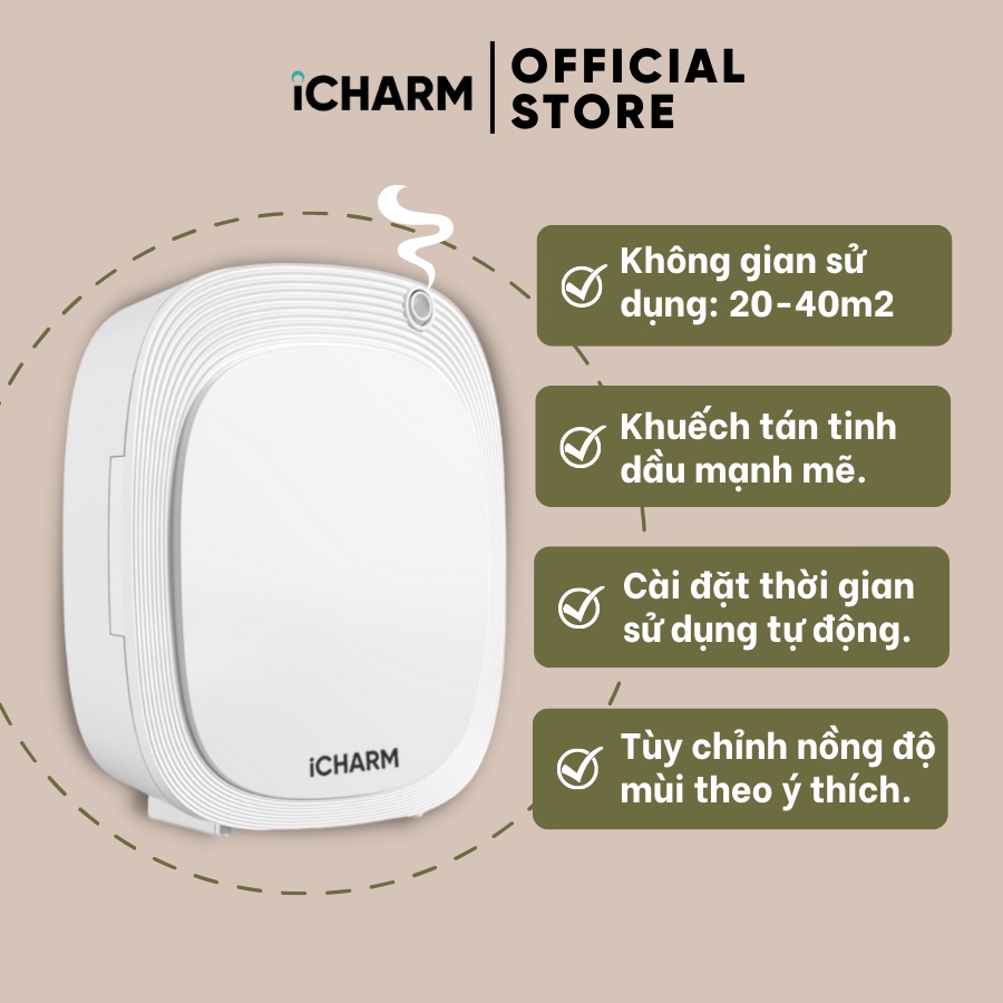 Máy khuếch tán tinh dầu không dùng nước trong phòng ngủ, nhà vệ sinh - i117 iCHARM