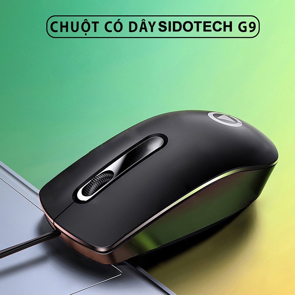 Chuột máy tính có dây SIDOTECH G9 giá rẻ gaming văn phòng 1200DPI công thái học làm việc và chơi game cho pc laptop