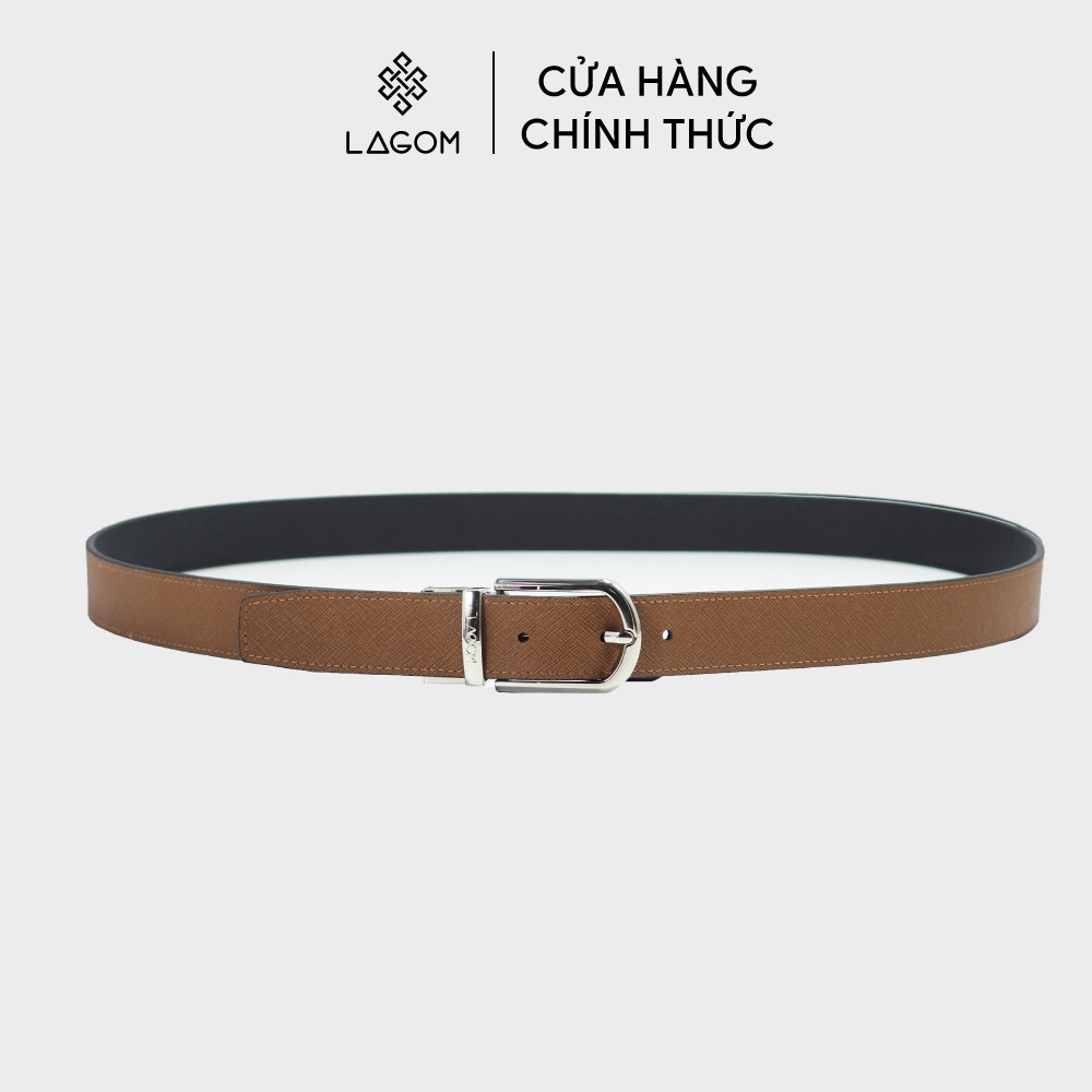 Thắt Lưng Mặt Xoay LAGOM - Đen Nâu - Đầu khóa xoay 30mm