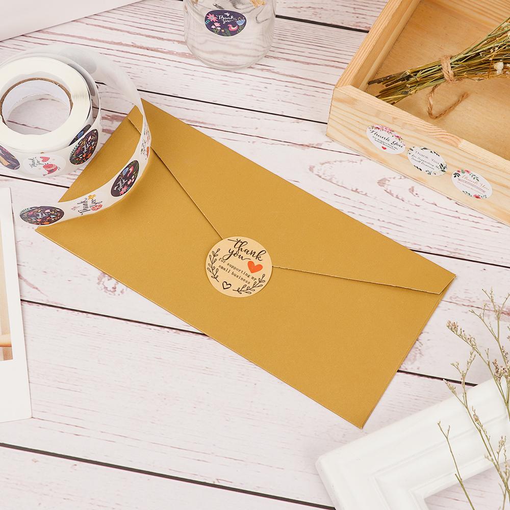 PISTA Cuộn 500 Miếng Dán Trang Trí Hộp Quà In Chữ Handmade Xinh Xắn