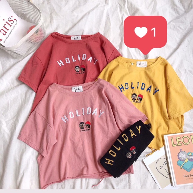 (SALE 59K) ÁO CROPTOP THÊU HOLIDAY 4 MÀU CỰC XINH