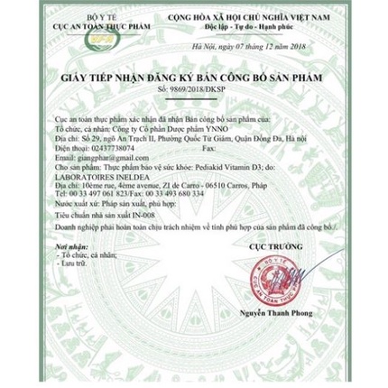 Bổ sung vitamin d cho bé Pediakid d3 400ui (Pháp).Giúp hấp thụ canxi cho trẻ nhỏ (Hàng chính hãng)