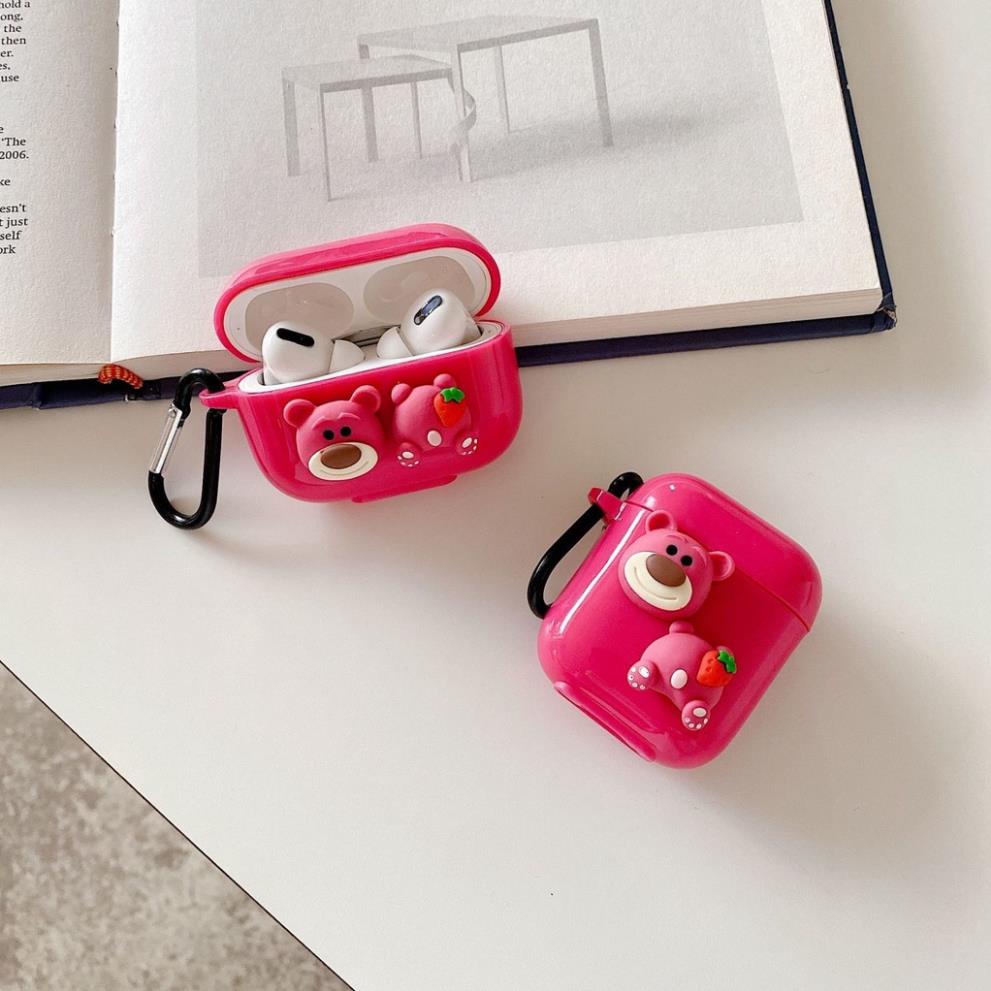 Vỏ bao đựng tại nghe airpod Pinks 2 Dâu Lotso bảo vệ bao đựng tai nghe không dây bluetooth 1/2/Pro/i12/i9/i7