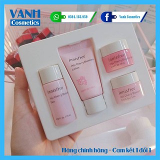 (Mẫu mới) Kit 4 sản phẩm Innisfree Anh đào Jeju Cherry Blossom Kit du lịch bỏ túi tiện dụng - Vanh Cosmetics