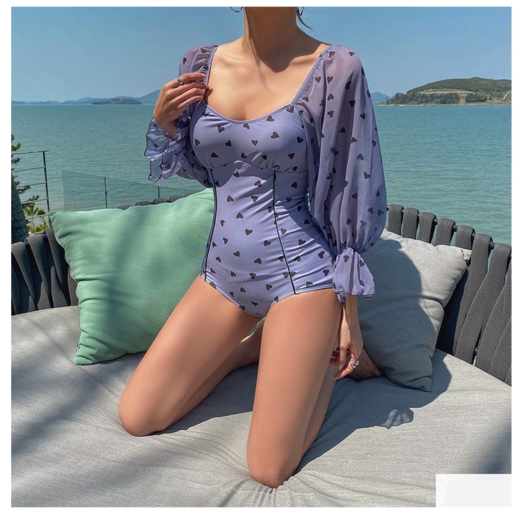 Swimsuit M-XL Picture color Material Polyester fiber South Korea Bikini One Piece Swimsuit Women's Long Sleeves Cover the Belly Show Thin Conservative BIKINI TRIANGLE Sexy Hot Spring Swimsuit Women