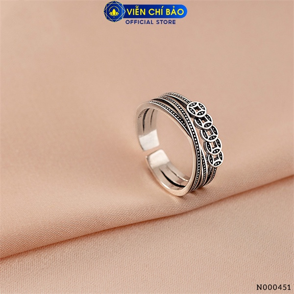 Nhẫn bạc nữ kim tiền chất liệu bạc S925 thời trang phụ kiện trang sức nữ thương hiệu Viễn Chí Bảo N000451