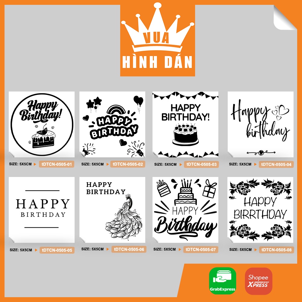 Set 50/100 sticker HAPPY BIRTHDAY  - nhãn dán lên hộp quà, gói quà hoặc túi đựng sản phẩm, kiện hàng )