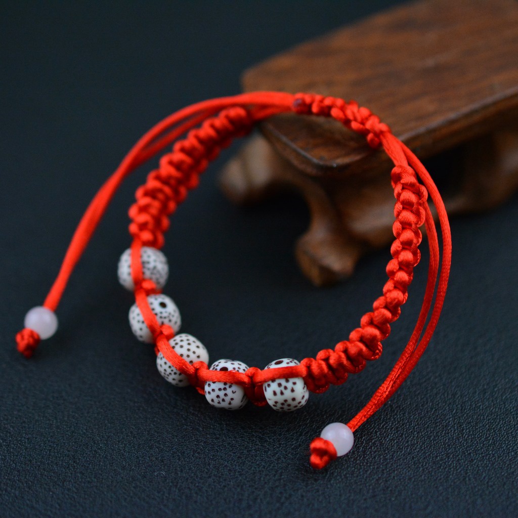 Vòng chỉ đỏ tết hạt bồ đề phong cách phật giáo CD71