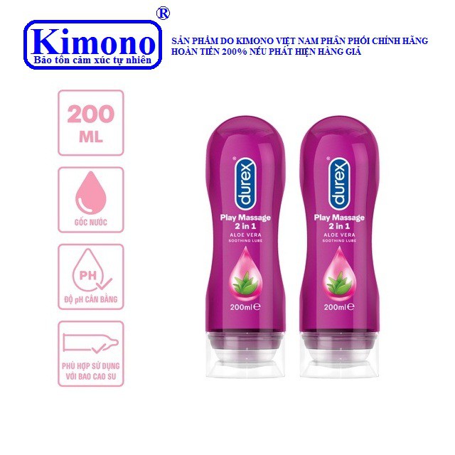 Bộ 2 Gel bôi trơn Durex Play Massage 200ml (New)