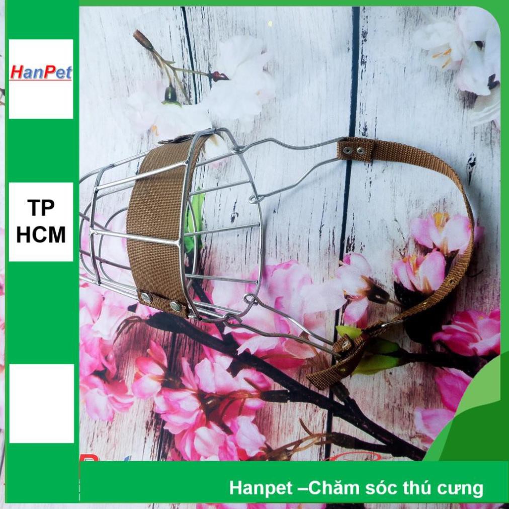 Hanpet.GV- Rọ mõm cho chó (3 size)- Rọ mõm inox KHÔNG GỈ chó to chất liệu inox dây vải dù bền chắc