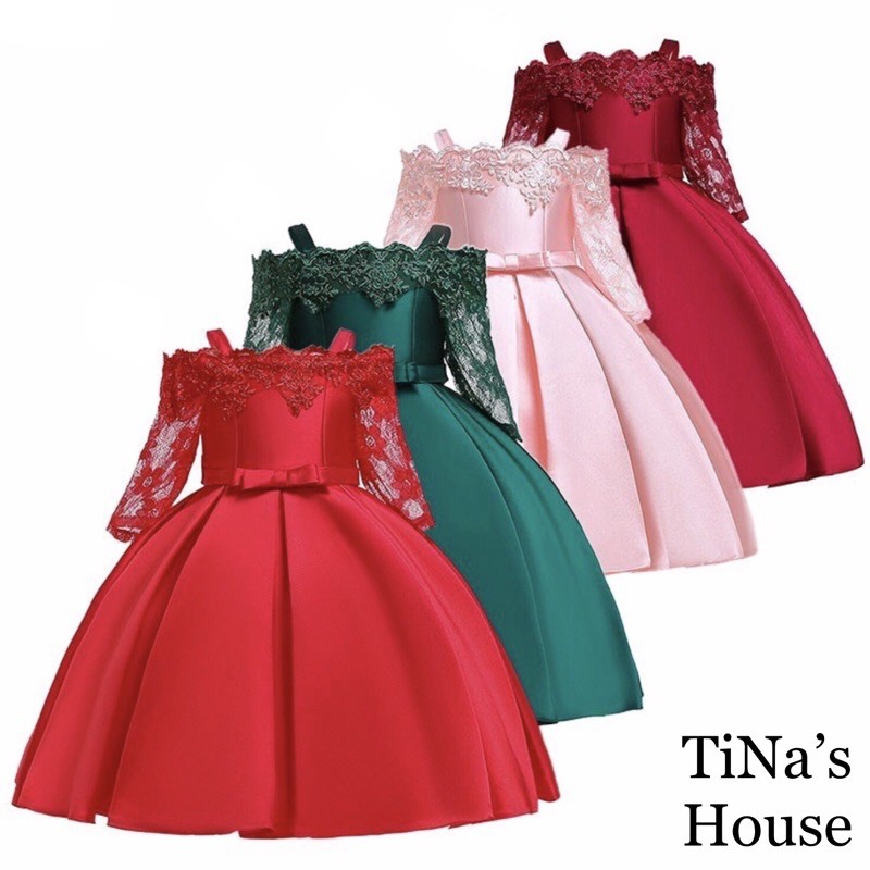 Đầm Công Chúa Cao Cấp Kiểu Trễ Vai vs Phối Ren Tay Lỡ... Cho Bé Từ 03-10 Tuổi.