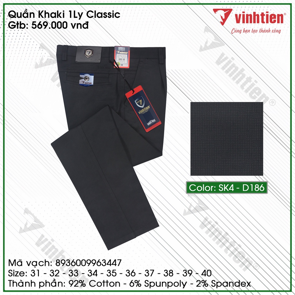 Quần Kaki Trung Niên 1ly Classic Cotton Vĩnh Tiến 569