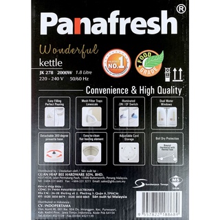 Ấm siêu tốc Panafresh JK278 hàng nhập Malaysia