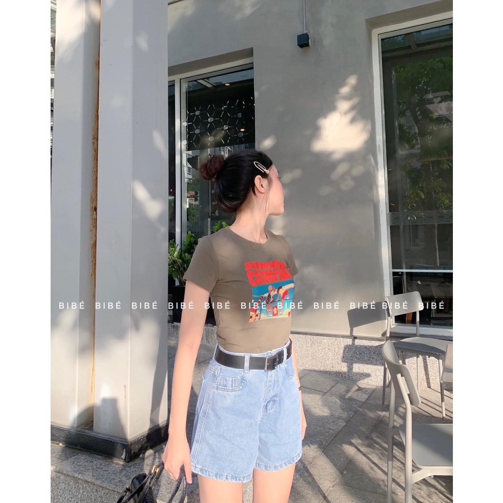quần short jean + đai QC