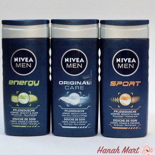 Sữa tắm, gội, rửa mặt 3 trong 1 cho nam Nivea Men 250ml
