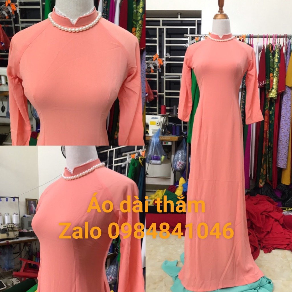 Áo Dài Học Sinh Áo Dài Trơn Truyền Thống 4 Tà Cổ 2cm Vuông Tay Lỡ