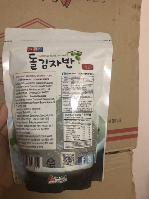 Rong biển trộn cơm tẩm dầu Oliu Garimi 70gr