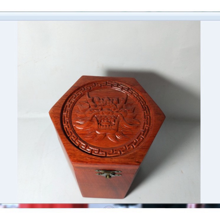 HỘP ĐỰNG TRÀ GỖ HƯƠNG ĐỤC CHẠM ĐẦU RỒNG LỤC GIÁC SIZE TO - ẢNH THẬT - HÀNG ĐẢM BẢO CHẤT LƯỢNG