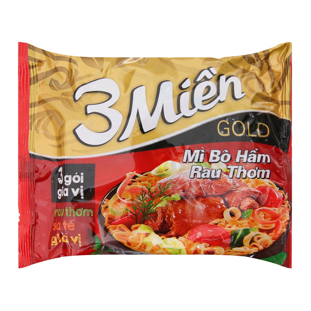 Mì Bò Rau Thơm 3 Miền Gold Thùng 30 Gói x 75g/gói | BigBuy360 - bigbuy360.vn