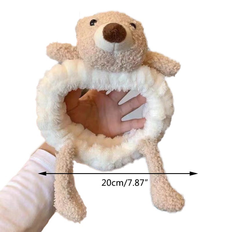 Băng Đô Cài Tóc Lông Xù Co Giãn Hình Gấu Hoạt Hình Cho Nữ