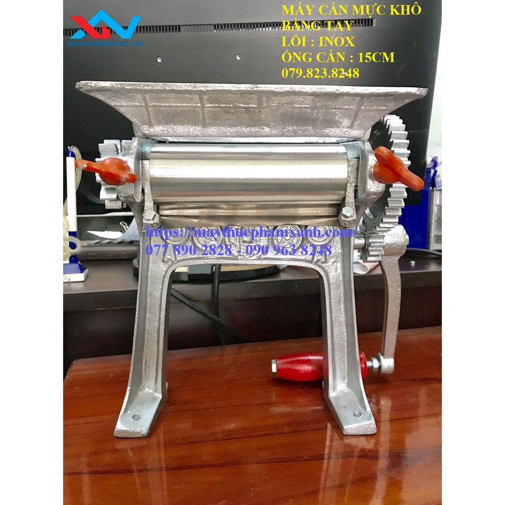 Máy cán ép mực khô nướng size trung