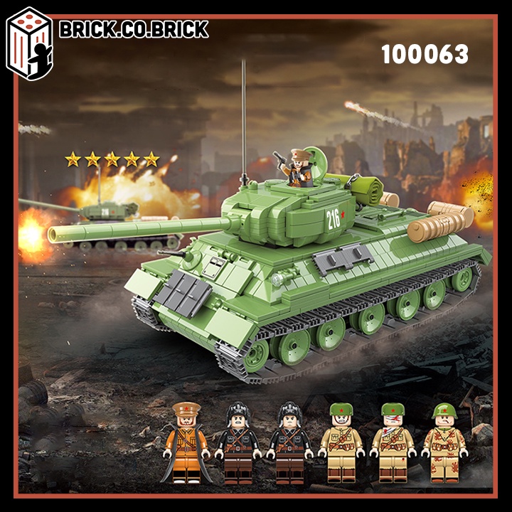 Đồ chơi World War 2 Tank Xe tăng T 34 huyền thoại của Hồng Quân Liên Xô Mô hình Lắp ráp 100063
