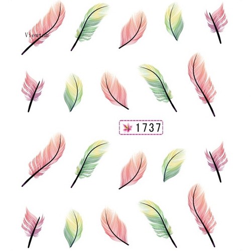 *˚View*✧⁺3D Beauty Leopard Water Transfer Stickers Decoration Nail Art Tips Feather Decals