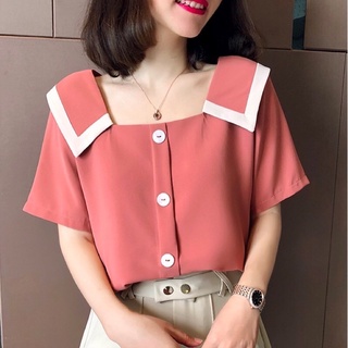 Áo cổ vuông viền trắng YSUN tay ngắn V0015
