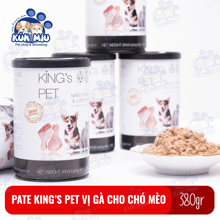 Thức ăn Pate cho chó mèo Kings Pet vị gà hộp 380gr