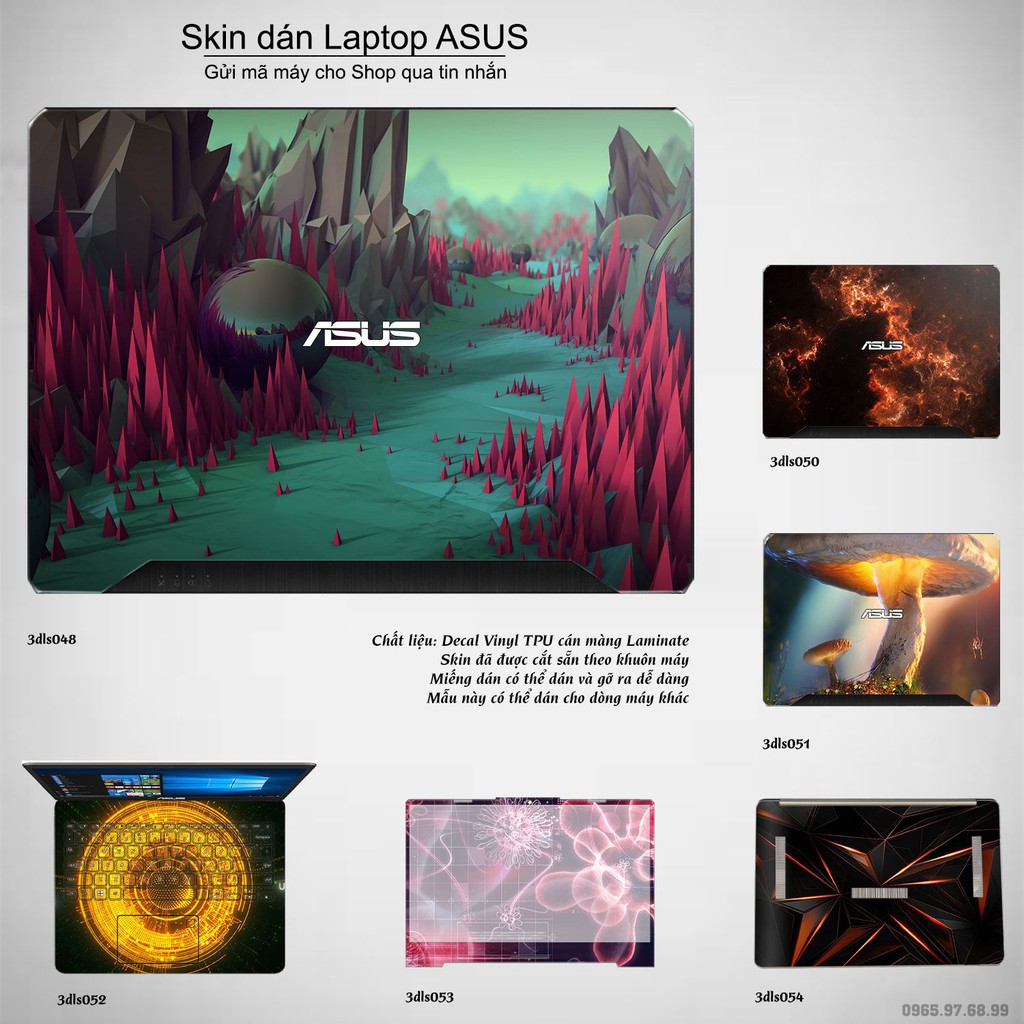 Skin dán Laptop Asus in hình 3Ds (inbox mã máy cho Shop)