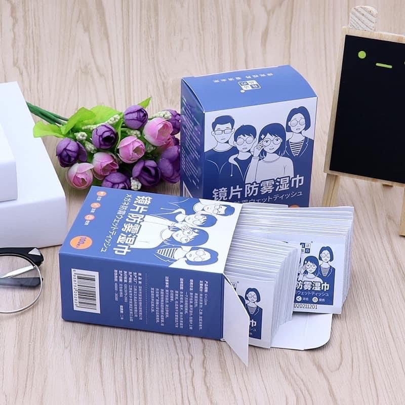Khăn lau kính Nano hộp 100 cái khăn giấy chống bám hơi nước giấy lau kính chống mờ sương mồ hôi  chống nhờn
