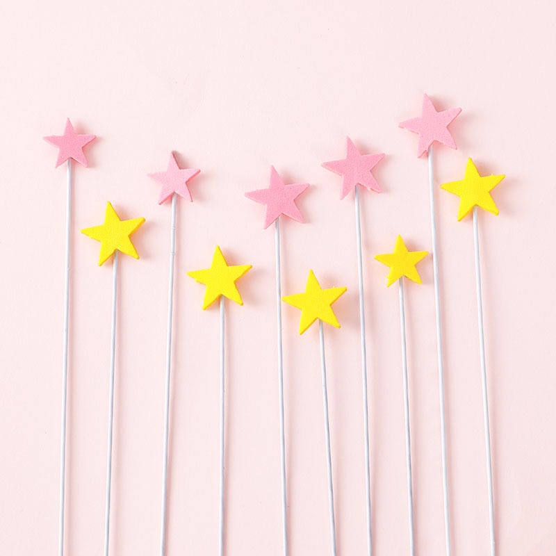 Set 10 Que Trang Trí Bánh Kem Hình Ngôi Sao 3D Hoạt Hình Dễ Thương