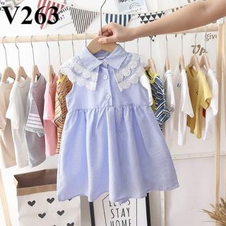 Váy xòe phối ren bé gái