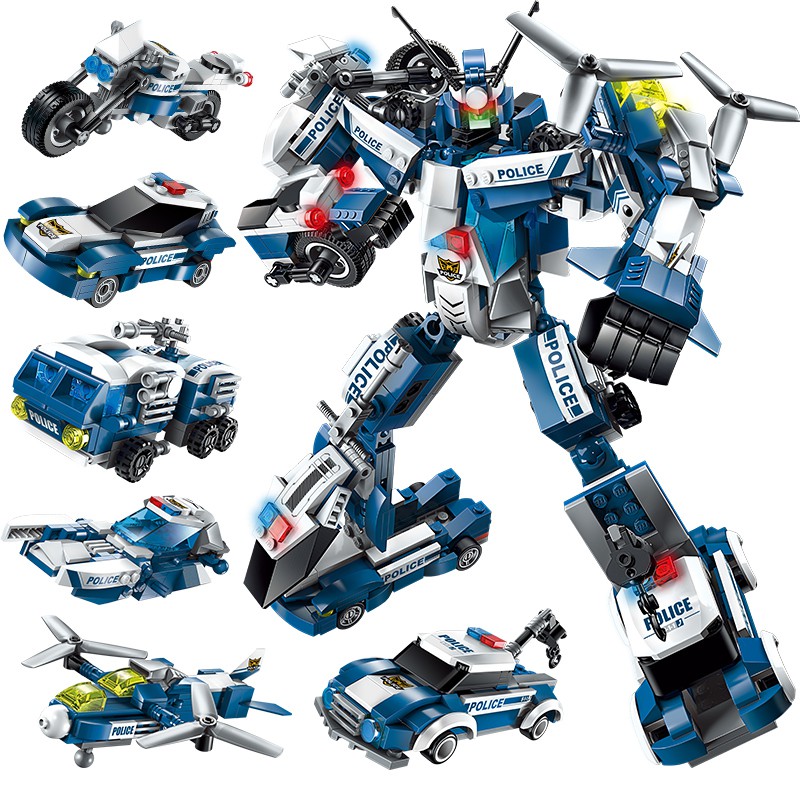 đồ chơi lắp ráp Bộ xếp hình mô hình siêu nhân robot từ khủng long xanh trí tuệ 6 trong 1 cho bé thích khám phá