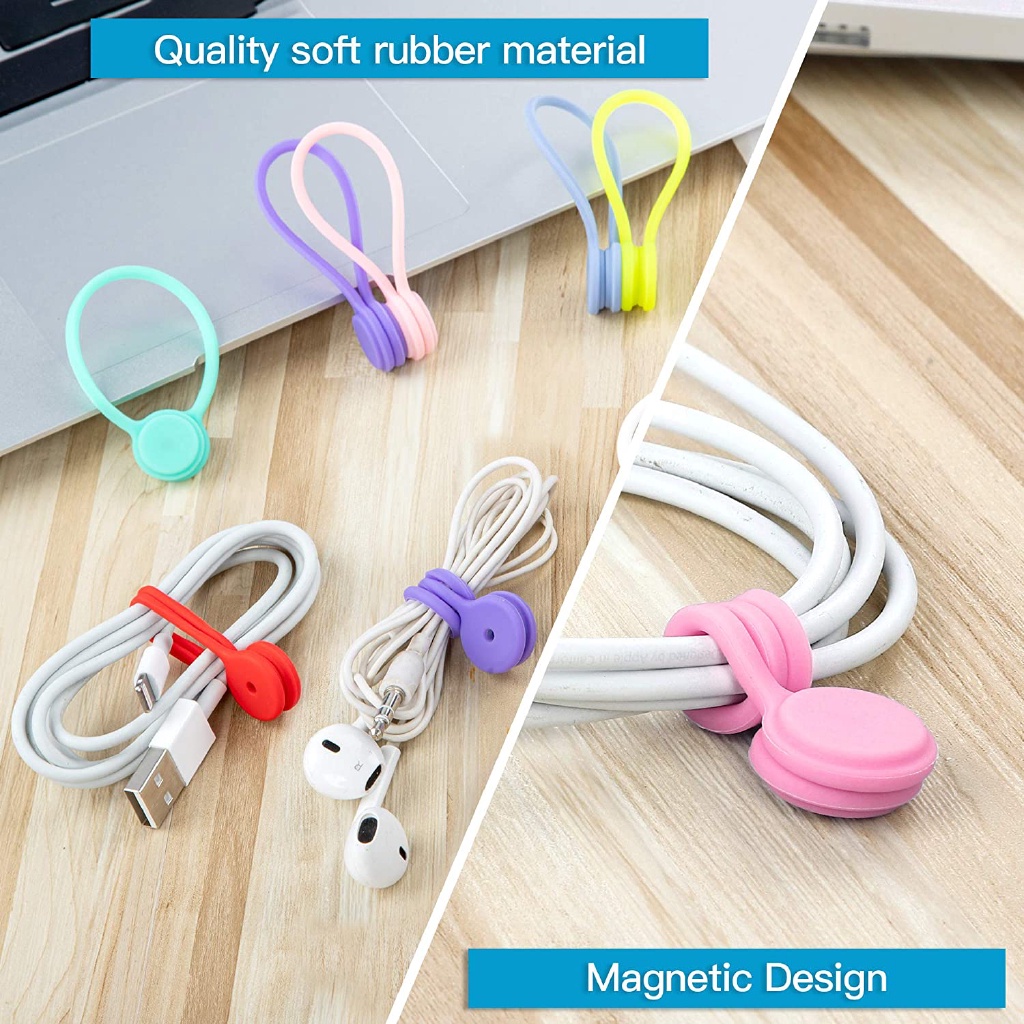 Bộ 3 Dây Quấn Dây Cáp / Dây Tai Nghe / Dây Cáp Bằng Silicone Từ Tính