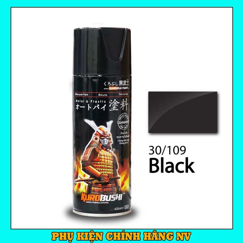 Sơn Samurai màu đen bóng 30/109 chính hãng, sơn xịt dàn áo xe máy chịu nhiệt, chống nứt nẻ, kháng xăng