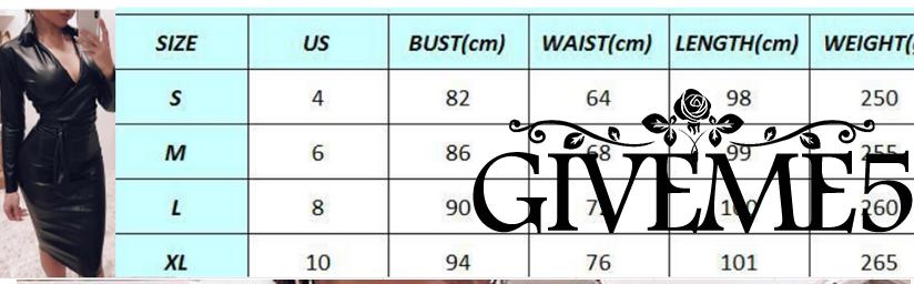 Đầm Da Pu Cổ V Dài Tay Quyến Rũ Cho Nữ