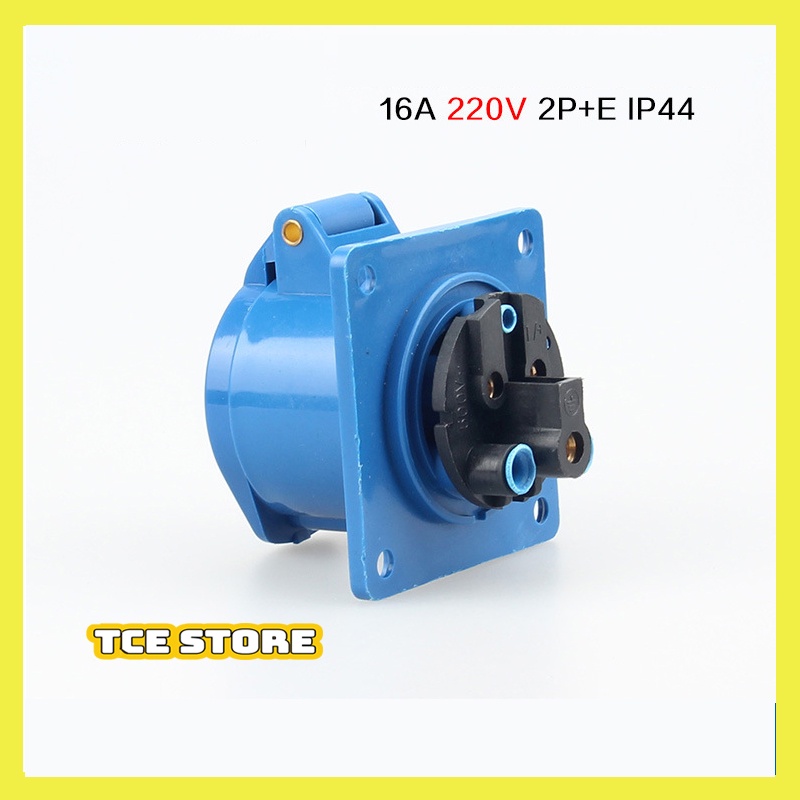 Ổ cắm công nghiệp, ổ cắm điện âm tường có nắp đậy 1 pha 3 chấu 16A