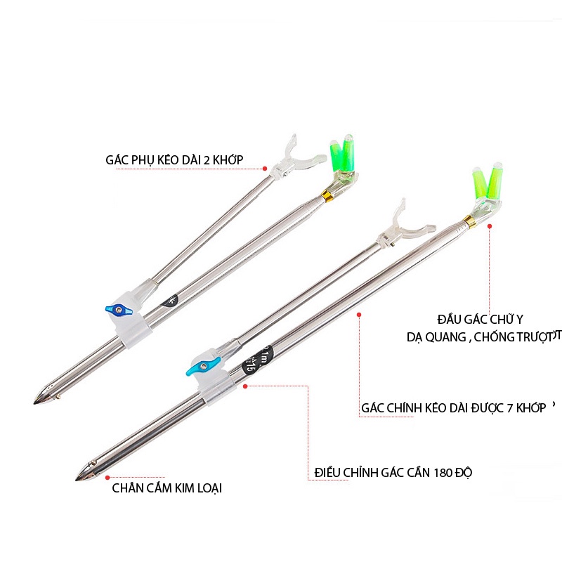 Gác Cần Câu Cá Inox 1m5 2m1 Đầu Chống Trượt Dùng Cho Mọi Địa Hình