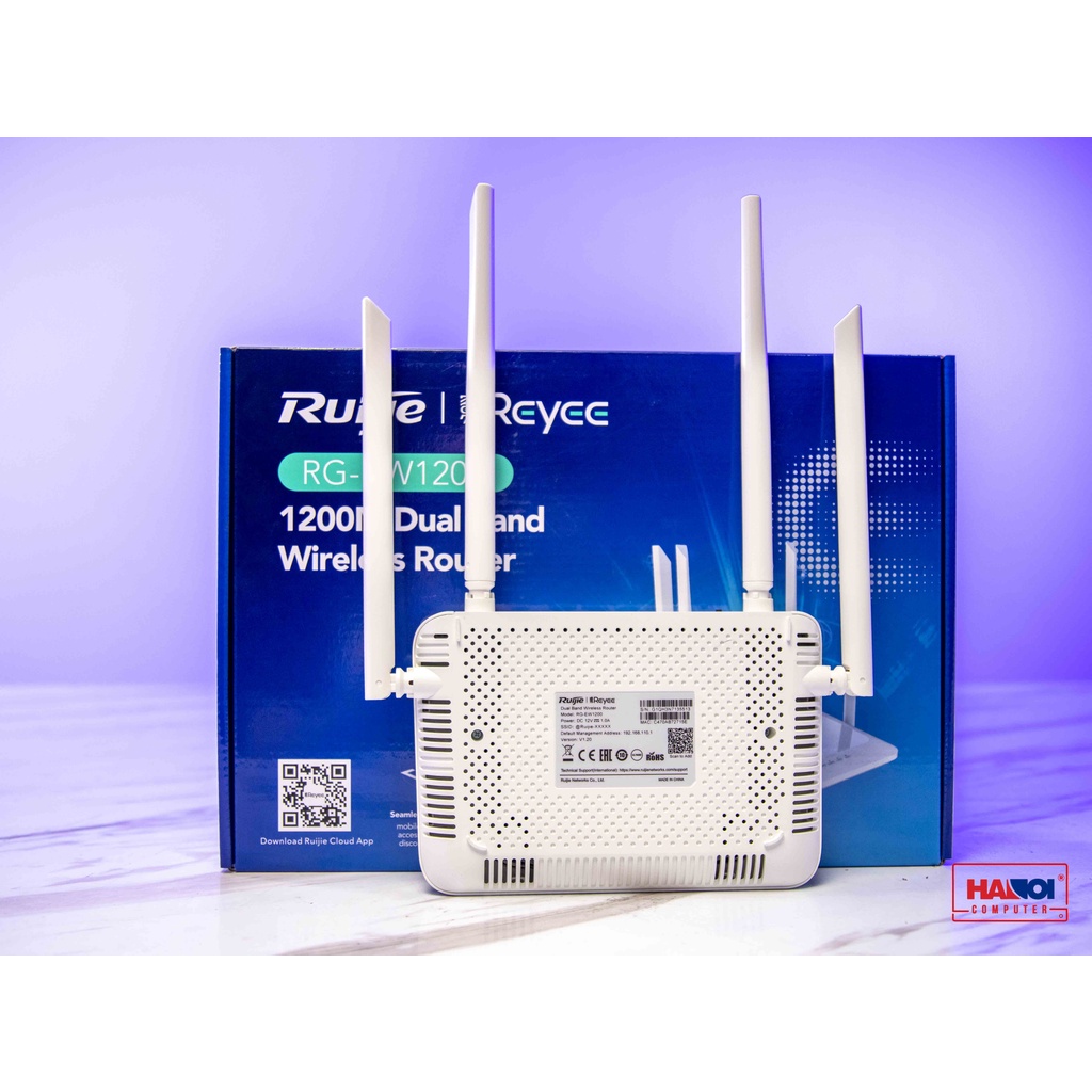 [Mã 44ELSALE2 giảm 7% đơn 300K] Bộ phát WiFi Ruijie RG-EW1200 Dual-band AC1200 MU-MIMO hỗ trợ Mesh, tốc độ 5GHz 867mbp