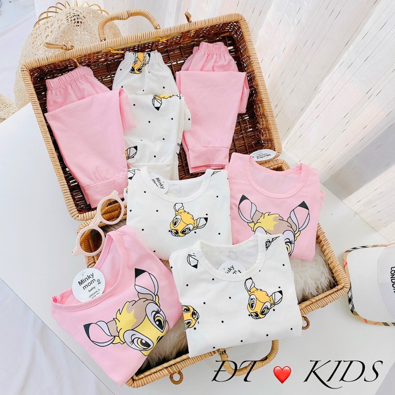 Set 2 bộ nai cotton thu đông bé gái