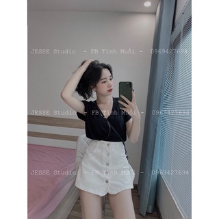 Quần short jean dáng váy cúc dọc (Ảnh thật)