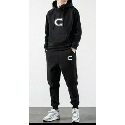 Bộ Nỉ Nam Dài Tay - Đồ Bộ Nam Thể Thao Thêu Chữ C Cao Cấp Thu Đông - Set Đồ Bộ Nam Mặc Nhà Chất Nỉ Có Mũ Dài Tay Hot